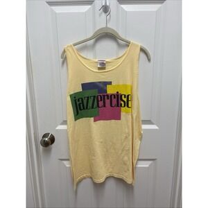 Vtg 90s/00s Jazzercise Fit‎ Club Workout Tank Top XL Pale Yellow